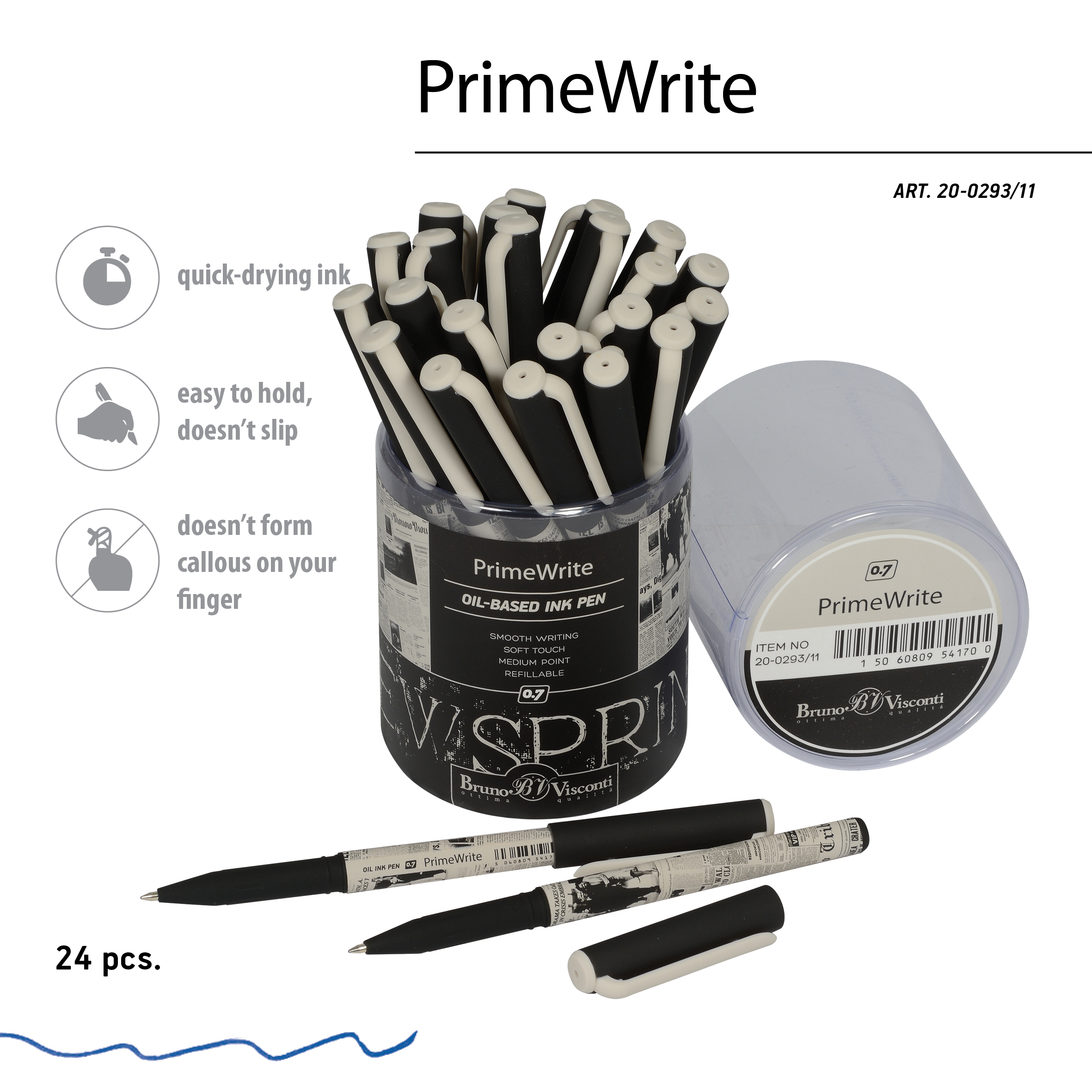 РУЧКА "PrimeWrite. Газета-3" С ЧЕРНИЛАМИ НА МАСЛЯНОЙ ОСНОВЕ, 0.7 ММ, РУЧКА "PrimeWrite. Газета-3" С ЧЕРНИЛАМИ НА МАСЛЯНОЙ ОСНОВЕ, 0.7 ММ,