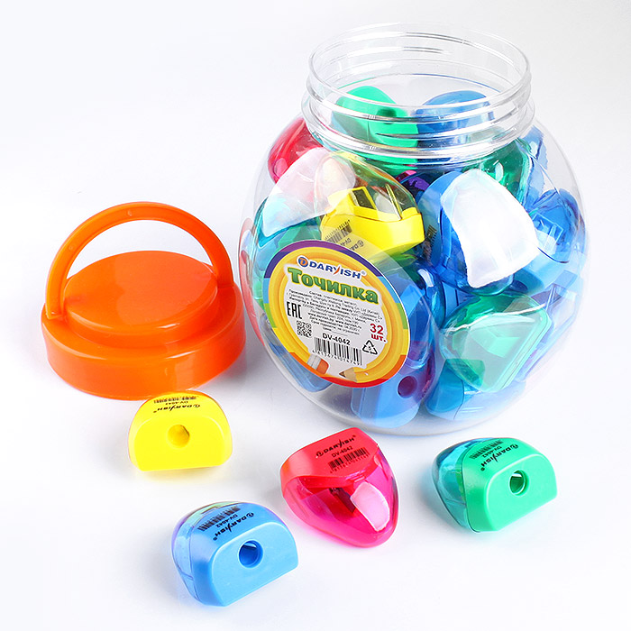 Точилка пластиковая "Darvish" ассорти с контейнером, в пластиковой Точилка пластиковая "Darvish" ассорти с контейнером, в пластиковой