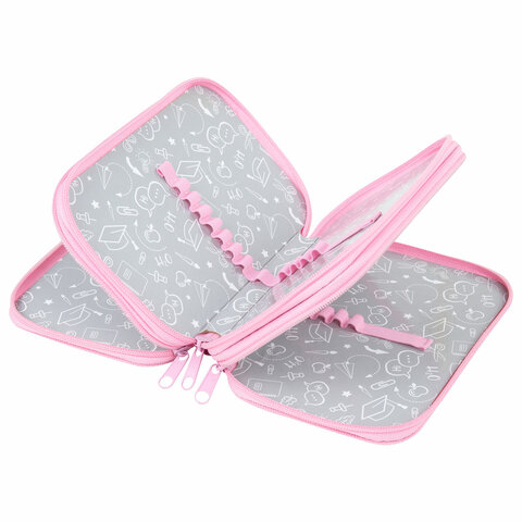 Пенал ПИФАГОР, 3 отделения, ламинированный картон, 19х11 см, "Lazy