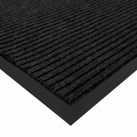 Коврик придверный 80х120 см, ЧЕРНЫЙ, влаго-грязезащитный, 450 г/м2, ребристый,