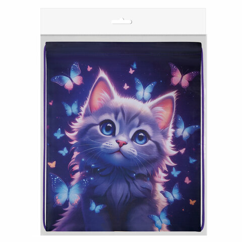 Мешок для обуви BRAUBERG KIDS, с петлей, 42х34 см, "Curious cat",