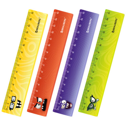 Линейка пластиковая 15 см BRAUBERG "МОНСТРИКИ", тонированная, ассорти, Линейка пластиковая 15 см BRAUBERG "МОНСТРИКИ", тонированная, ассорти,