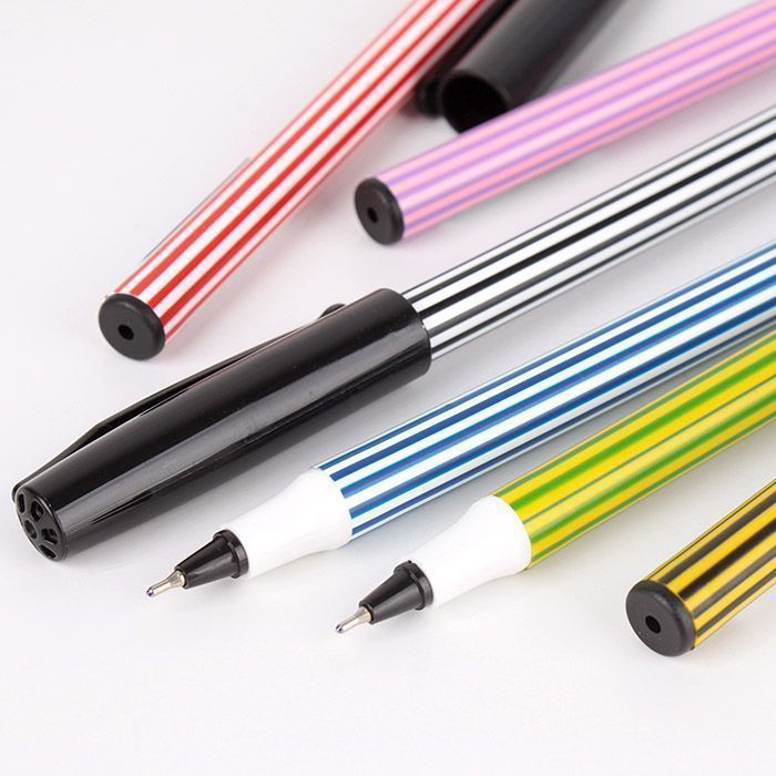 Ручка шариковая синяя "Darvish" Stick корпус в полосочку цвет ассорти