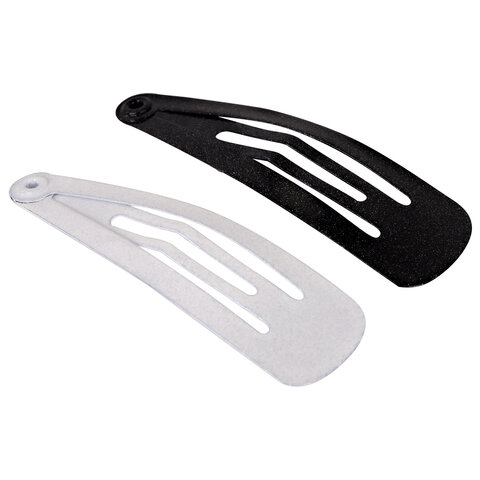 Заколки для волос НАБОР 10 шт., 4 см, клик-клак, глянцевый черный, перламутровый