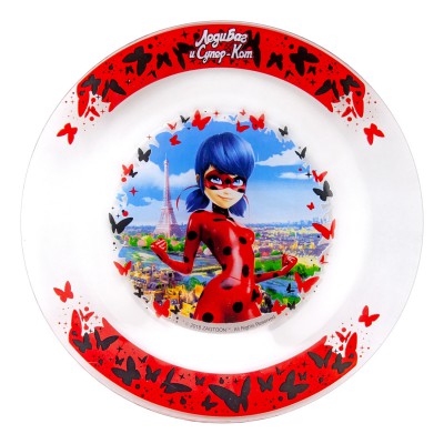Тарелка "Леди Баг и Супер Кот" Париж-бабочки, 19,5 см, стекло Тарелка "Леди Баг и Супер Кот" Париж-бабочки, 19,5 см, стекло