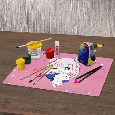 Настольное покрытие ЮНЛАНДИЯ, А4+, пластик, 33x23 см, "Anime pals", Настольное покрытие ЮНЛАНДИЯ, А4+, пластик, 33x23 см, "Anime pals",
