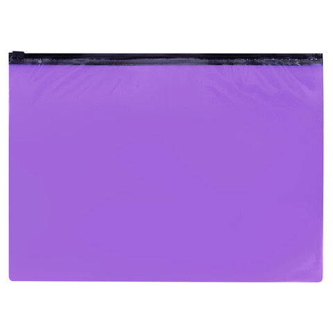 Папка-конверт на молнии А4 (230х333 мм), ПВХ, цвет ассорти/прозрачная, 0,15 мм,