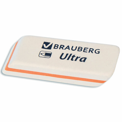 Ластик BRAUBERG "Ultra", 50х14х8 мм, белый, детали ассорти,