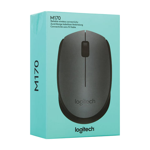 Мышь беспроводная LOGITECH M170, 2 кнопки + 1 колесо-кнопка, оптическая, черная,
