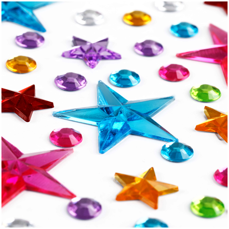 Наклейки акриловые MESHU "Shiny stars", 25*10см, стразы, 137 наклеек,