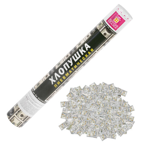 Хлопушка пневматическая 40 см "DOLLARS", бумага, наполнитель