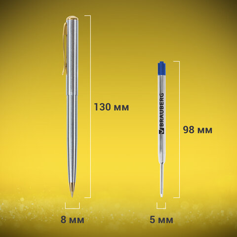 Ручка бизнес-класса шариковая BRAUBERG Maestro, СИНЯЯ, корпус серебристый с Ручка бизнес-класса шариковая BRAUBERG Maestro, СИНЯЯ, корпус серебристый с