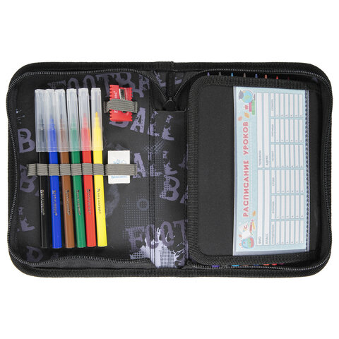 Пенал BRAUBERG с наполнением, 1 отделение, 1 откидная планка, 24 предмета,