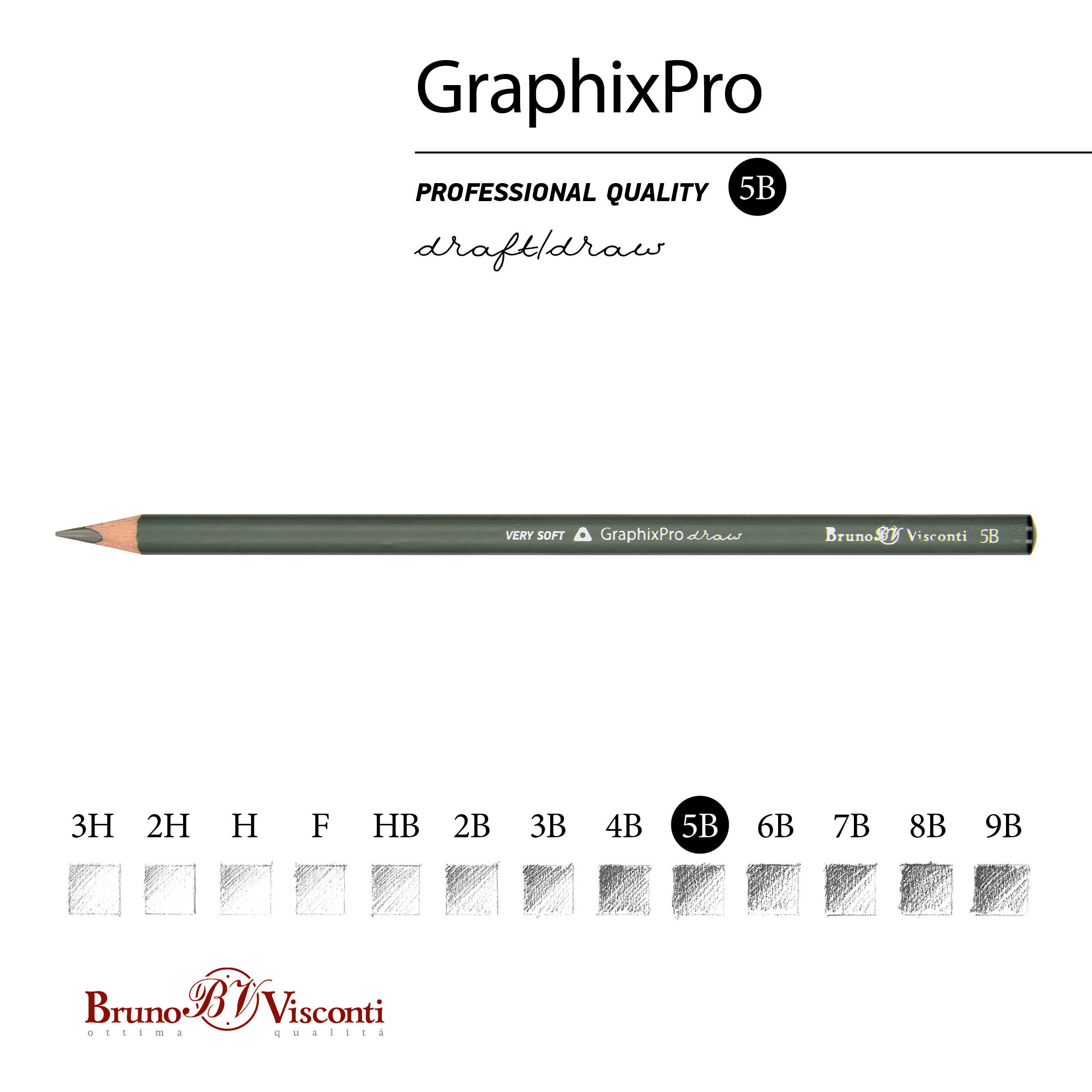 КАРАНДАШ ЧЕРНОГРАФИТОВЫЙ "GraphixPro" 5B