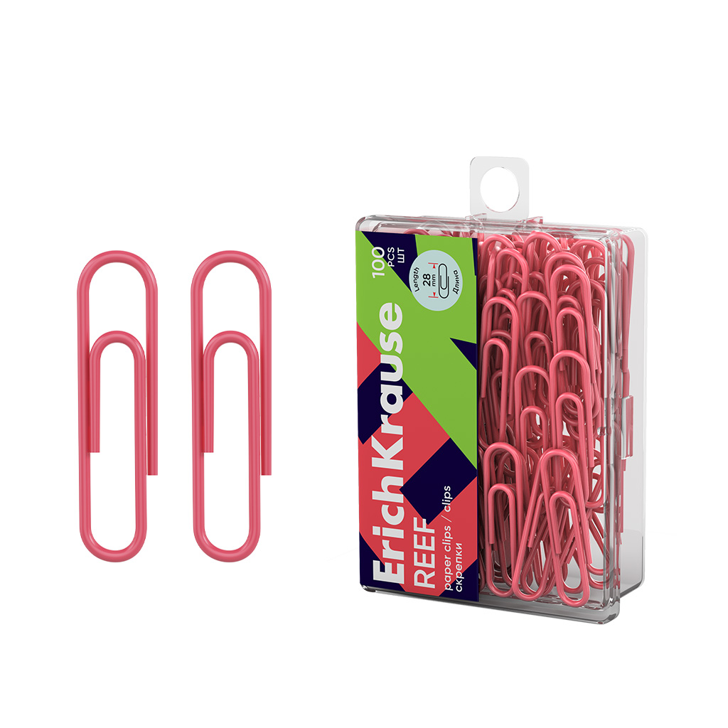 Скрепки металлические с виниловым покрытием ErichKrause Reef, 28мм, коралловый Скрепки металлические с виниловым покрытием ErichKrause Reef, 28мм, коралловый