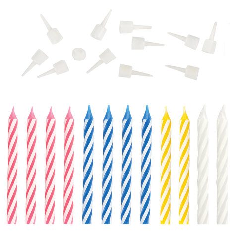 Набор свечей для торта 12 шт., 6 см, с держателями, ЗОЛОТАЯ СКАЗКА, в блистере, Набор свечей для торта 12 шт., 6 см, с держателями, ЗОЛОТАЯ СКАЗКА, в блистере,