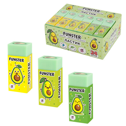 Ластик FUNSTER (ФАНСТЕР) "AVOCADO", 50х21х16 мм, прямоугольный, Ластик FUNSTER (ФАНСТЕР) "AVOCADO", 50х21х16 мм, прямоугольный,