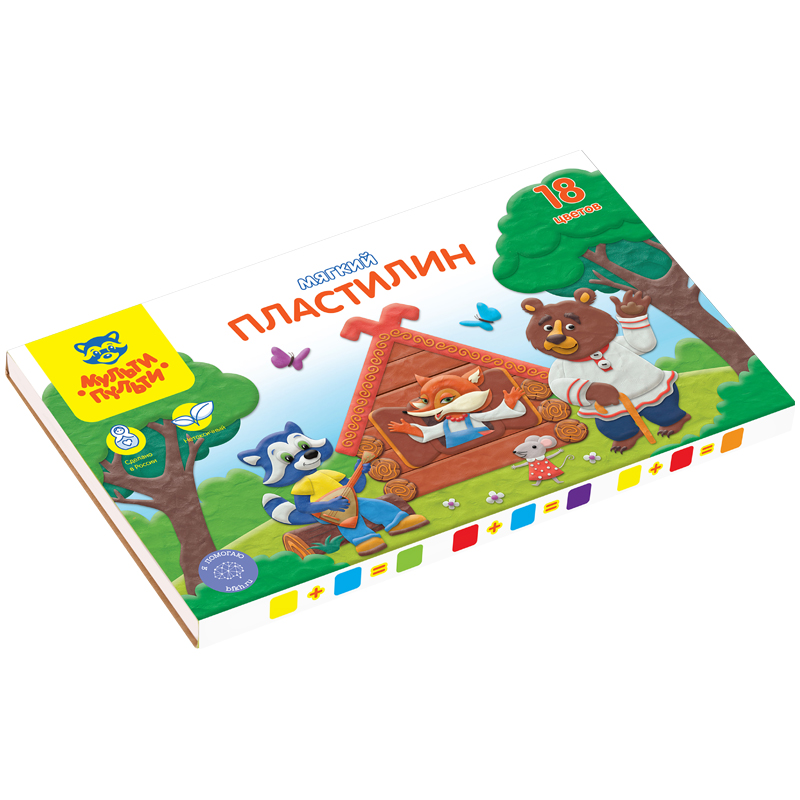 Пластилин Мульти-Пульти "Енот в сказке", 18 цветов, 216гр, со стеком, Пластилин Мульти-Пульти "Енот в сказке", 18 цветов, 216гр, со стеком,