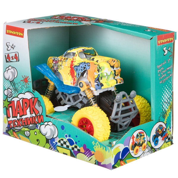 Инерц. метал. джип 4WD на пружинной подвеске, со светом и звуком, Bondibon Инерц. метал. джип 4WD на пружинной подвеске, со светом и звуком, Bondibon