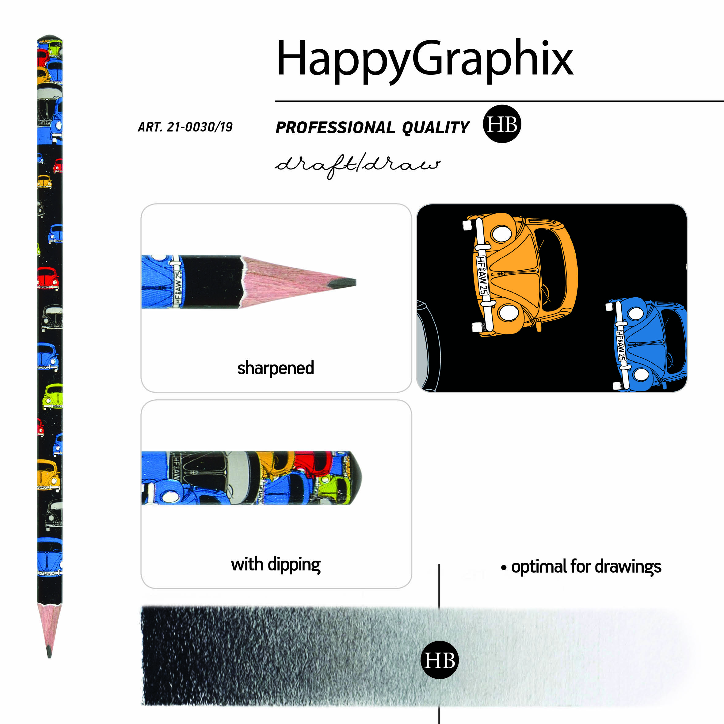 КАРАНДАШ ЧЕРНОГРАФИТОВЫЙ "HappyGraphix" ЦВЕТНЫЕ АВТОМОБИЛИ НВ