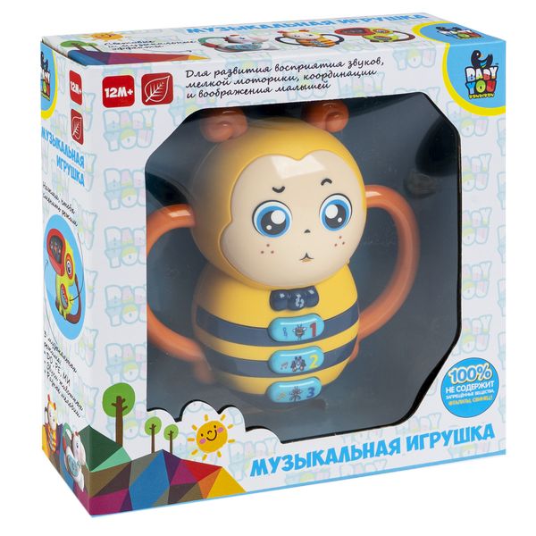 Игрушка музыкальная "ПЧЕЛКА" со светом, на батарейках, ноты, звуки Игрушка музыкальная "ПЧЕЛКА" со светом, на батарейках, ноты, звуки