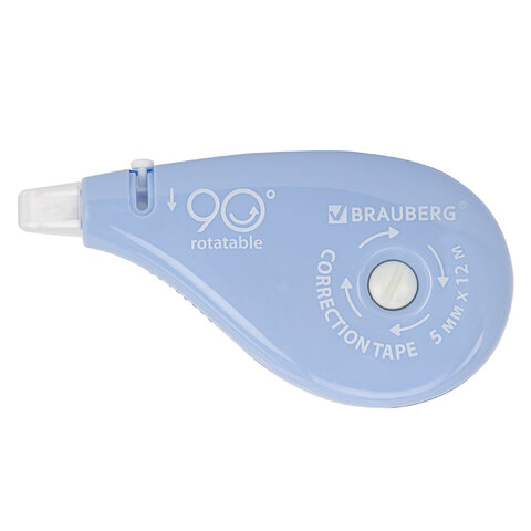 Корректирующая лента BRAUBERG PASTEL 5 мм х 12 м, вращающийся наконечник 90°, Корректирующая лента BRAUBERG PASTEL 5 мм х 12 м, вращающийся наконечник 90°,
