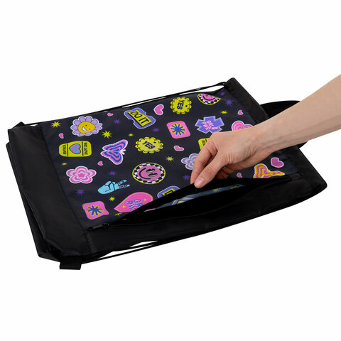 Мешок для обуви ЮНЛАНДИЯ с ручками, боковой карман на молнии, 46х36 см, Мешок для обуви ЮНЛАНДИЯ с ручками, боковой карман на молнии, 46х36 см,