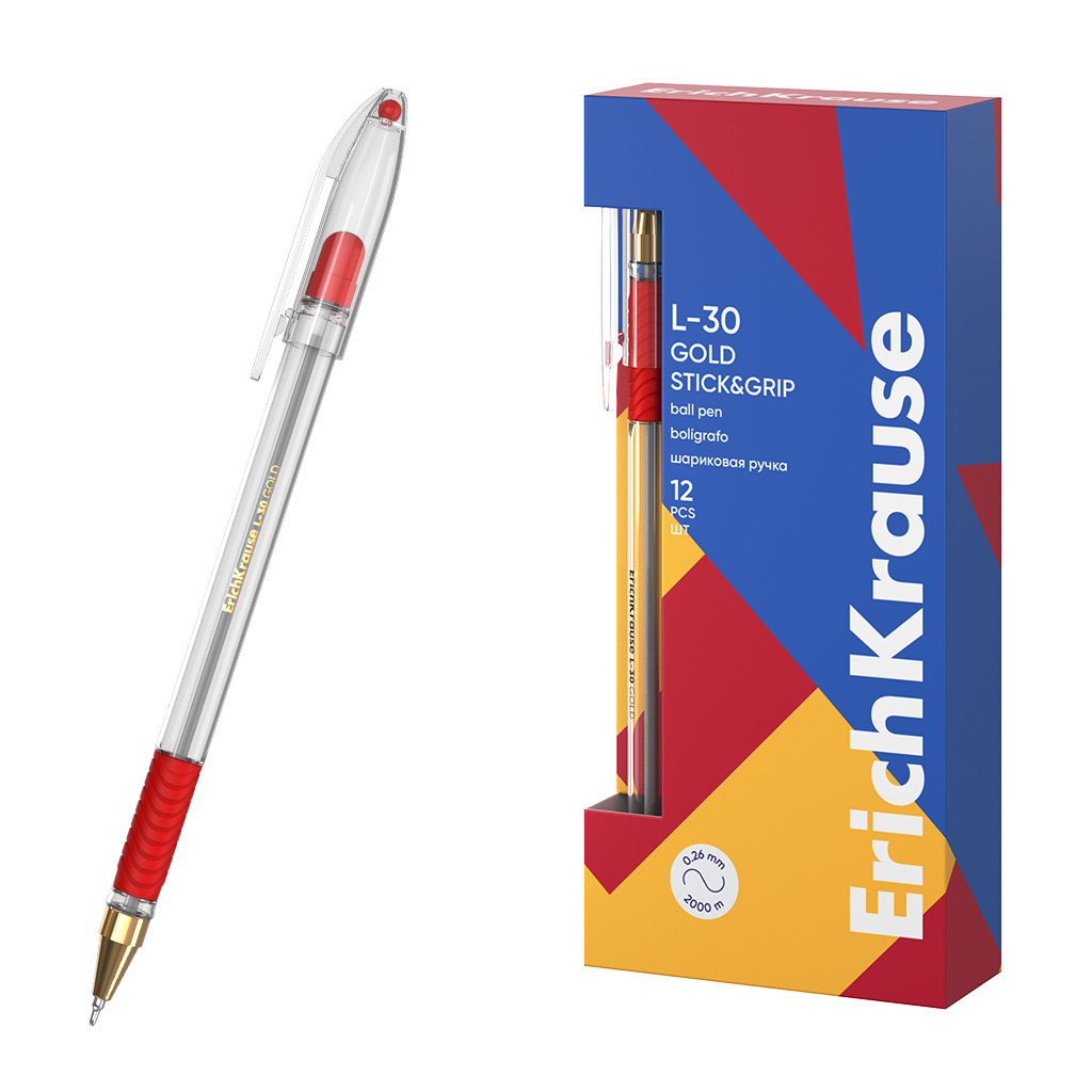 Ручка шариковая Erich Krause L-30 Gold Stick&Grip Classic 0.7, Super Glide Ручка шариковая Erich Krause L-30 Gold Stick&Grip Classic 0.7, Super Glide