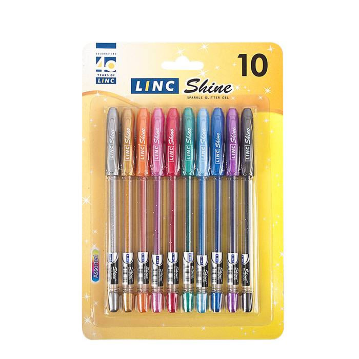 Набор гел.ручек LINC SHINE 1 мм ассорти с блест. 10 цв.: 1001G штр.: Набор гел.ручек LINC SHINE 1 мм ассорти с блест. 10 цв.: 1001G штр.: