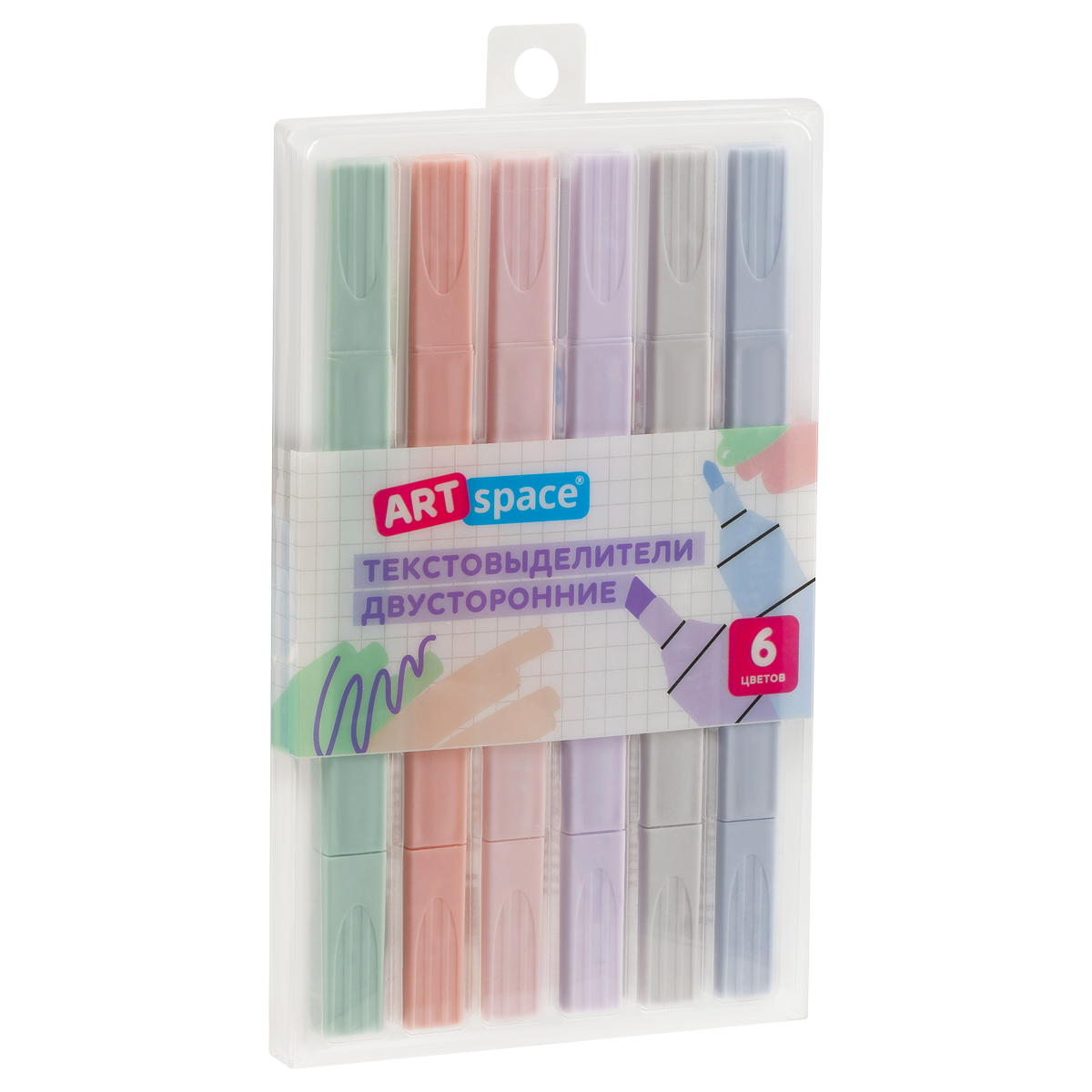 Набор текстовыделителей двусторонних ArtSpace "Thin trace", 06цв.,