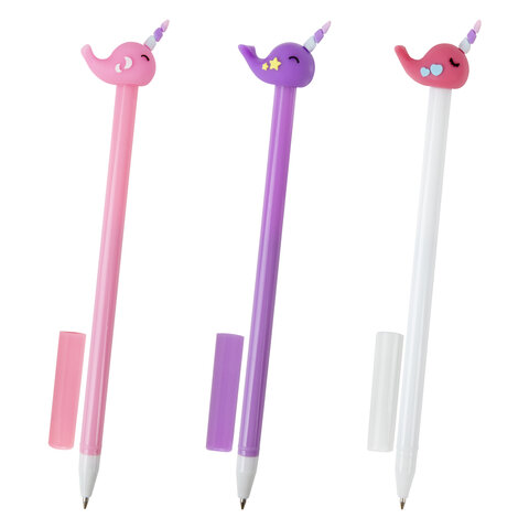 Ручка с топпером шариковая ЮНЛАНДИЯ "Кит-Единорог", корпус ассорти, Ручка с топпером шариковая ЮНЛАНДИЯ "Кит-Единорог", корпус ассорти,