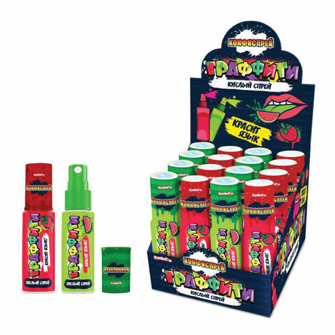 Спрей кислый КОНФИСПРЕЙ "Граффити" красящий язык, 30 мл, КОНФИТОЙ, Спрей кислый КОНФИСПРЕЙ "Граффити" красящий язык, 30 мл, КОНФИТОЙ,