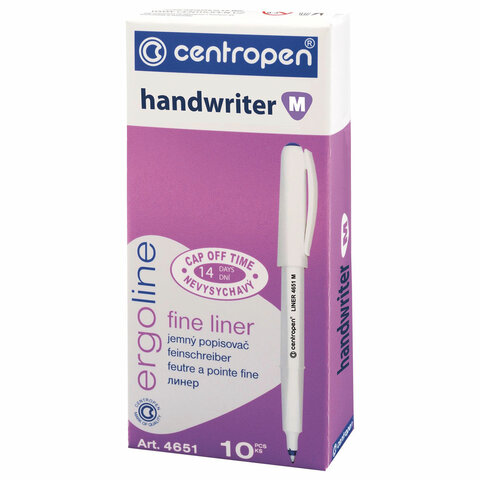 Ручка капиллярная (линер) ЧЕРНАЯ CENTROPEN "Handwriter", трехгранная, Ручка капиллярная (линер) ЧЕРНАЯ CENTROPEN "Handwriter", трехгранная,