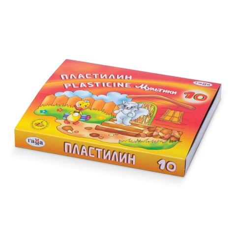 Пластилин классический ГАММА "Мультики", 10 цветов, 200 г, со стеком, Пластилин классический ГАММА "Мультики", 10 цветов, 200 г, со стеком,