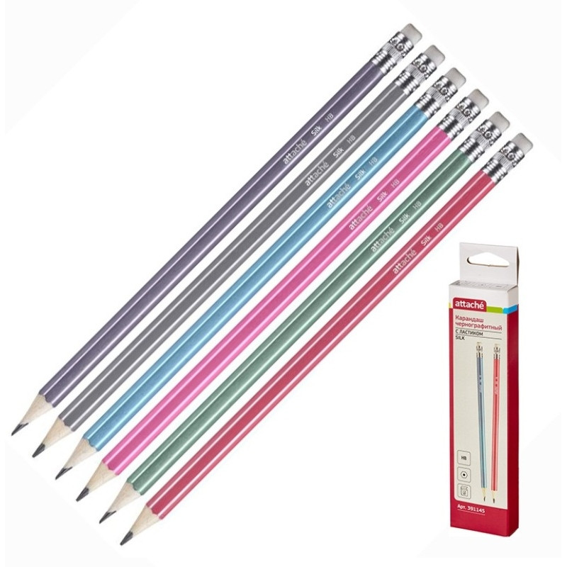 Карандаш Attache Silk, НВ, с ластиком, заточенный Карандаш Attache Silk, НВ, с ластиком, заточенный