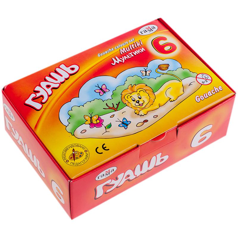 Гуашь "Мультики" 06 цветов, 20мл 221030 Гуашь "Мультики" 06 цветов, 20мл 221030