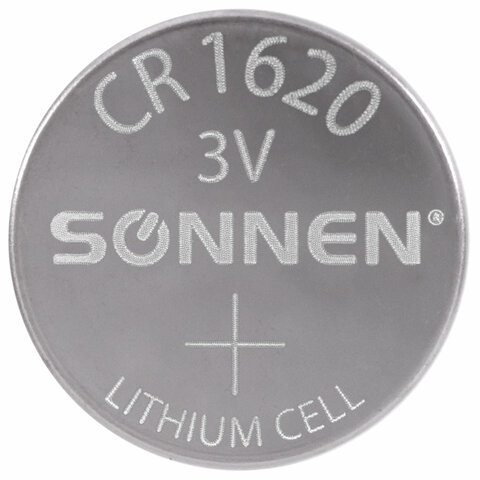 Батарейка литиевая SONNEN Lithium CR1620 "таблетка, дисковая,