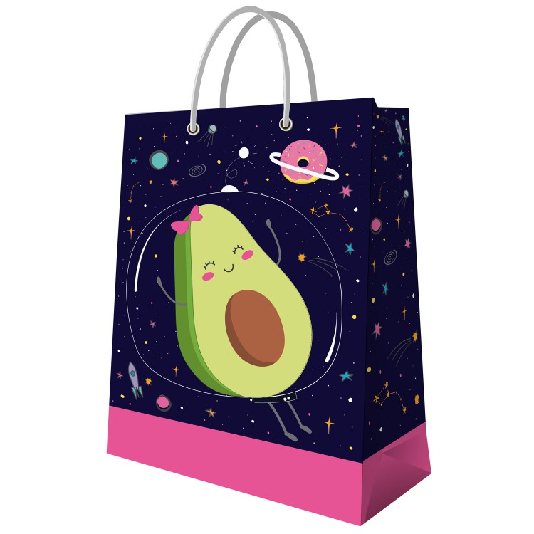 Пакет подарочный большой Авокадо в космосе, 335*406*155 мм Пакет подарочный большой Авокадо в космосе, 335*406*155 мм