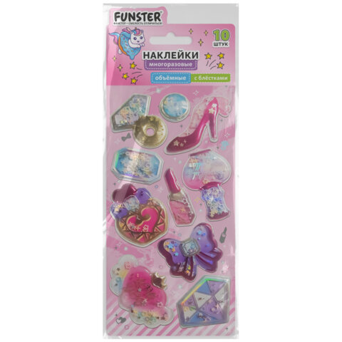 Наклейки объемные "Для девочек" с блестками, 17,5х9 см, ассорти 6