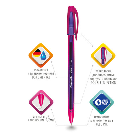 Ручка шариковая масляная BRAUBERG "BOMB GT Color", СИНЯЯ,