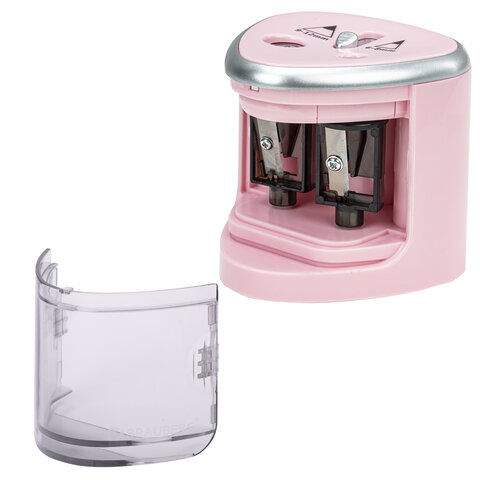 Точилка электрическая BRAUBERG DUAL (для 2 диаметров карандашей!), 4 батарейки