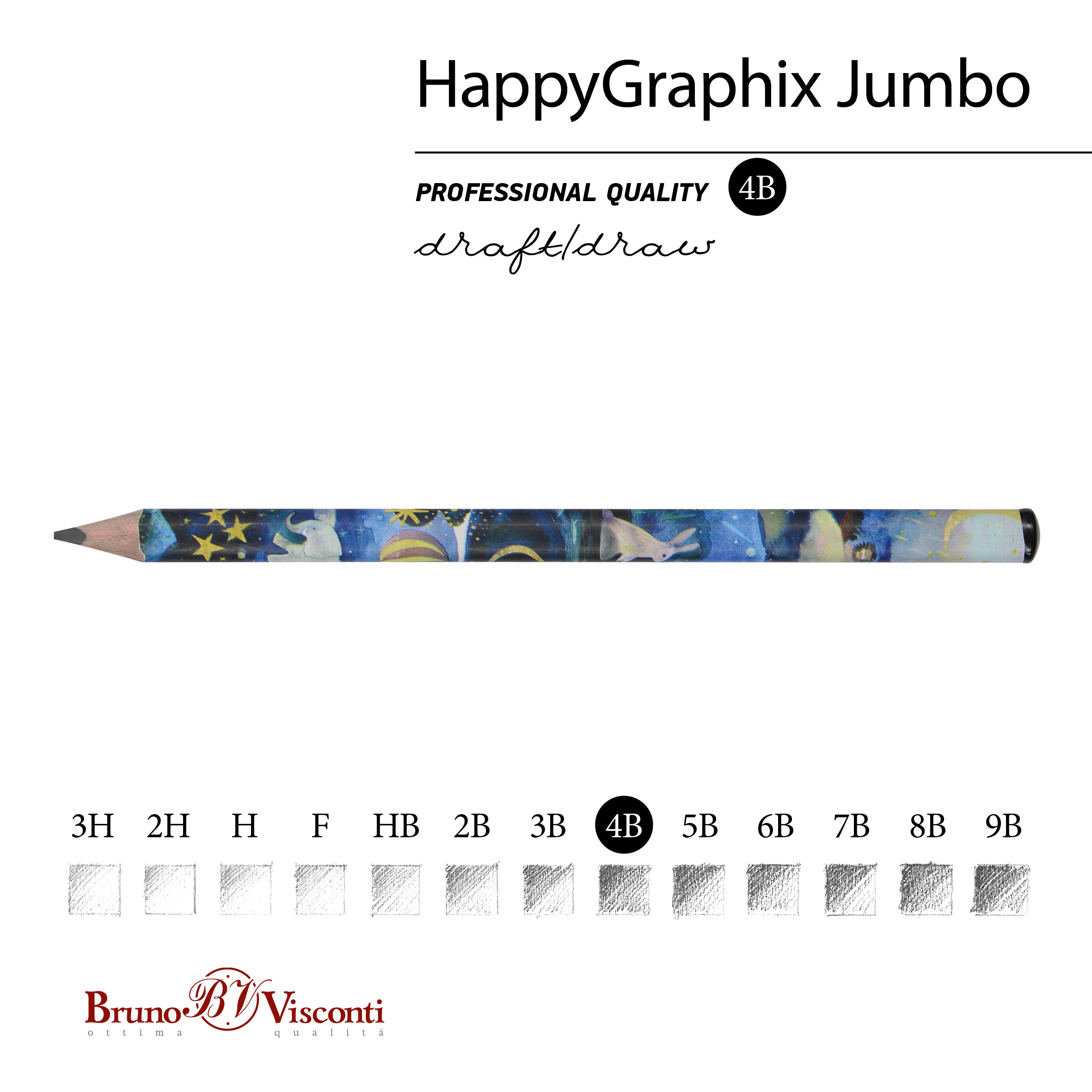 КАРАНДАШ ЧЕРНОГРАФИТОВЫЙ "HappyGraphix Jumbo. Сон" 4В, 3.5 MM КАРАНДАШ ЧЕРНОГРАФИТОВЫЙ "HappyGraphix Jumbo. Сон" 4В, 3.5 MM