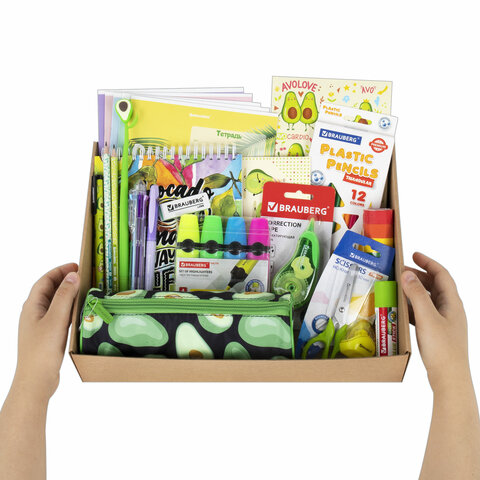 Набор канцелярии подарочный BRAUBERG "AVOCADO", 18 наименований, 43 Набор канцелярии подарочный BRAUBERG "AVOCADO", 18 наименований, 43