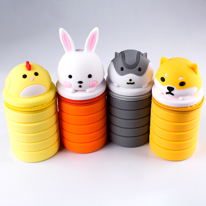 Пенал-тубус телескопический "Зверюшки" силиконовый на молнии Пенал-тубус телескопический "Зверюшки" силиконовый на молнии