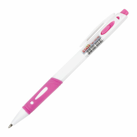 Ручка шариковая автоматическая с грипом STAFF "College BP-16 White", Ручка шариковая автоматическая с грипом STAFF "College BP-16 White",