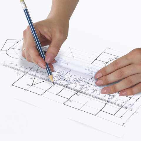 Линейка с роликом (рейсшина) 22 см, металлический ролик, картонная коробка,