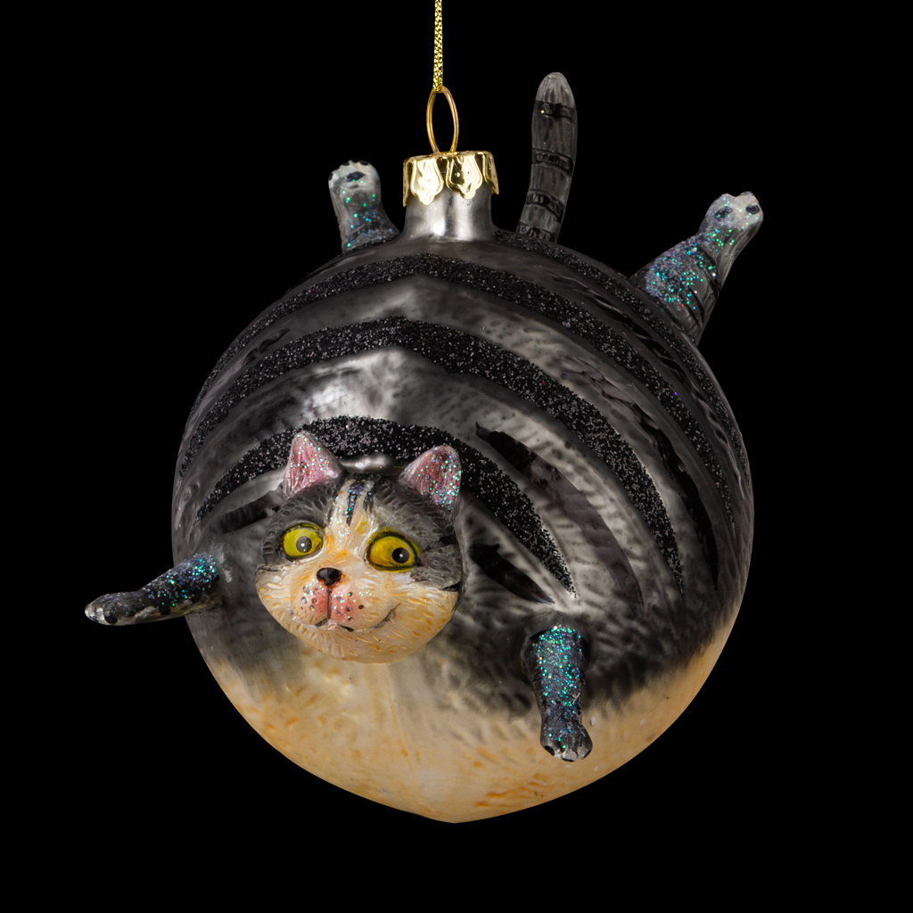Украшение ErichKrause Decor® Кот камышовый кругленький 9см, стекло Украшение ErichKrause Decor® Кот камышовый кругленький 9см, стекло