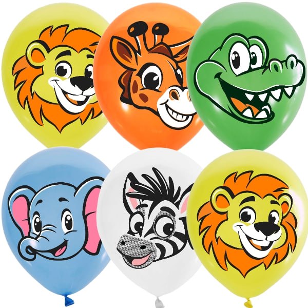 Набор шаров ассорти, рисунок, Лимпопо, 25 штук, 12"/30см Набор шаров ассорти, рисунок, Лимпопо, 25 штук, 12"/30см