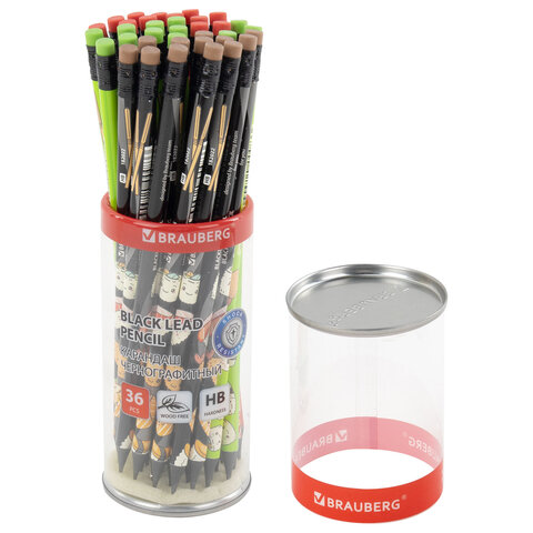Карандаш чернографитный с принтом BRAUBERG "JAPAN FOOD", 1 шт., HB, с Карандаш чернографитный с принтом BRAUBERG "JAPAN FOOD", 1 шт., HB, с