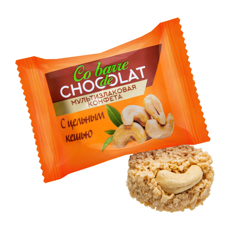 Конфеты Co barre de CHOCOLAT мультизлаковые с цельным кешью и с белой глазурью, Конфеты Co barre de CHOCOLAT мультизлаковые с цельным кешью и с белой глазурью,